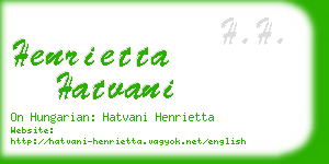 henrietta hatvani business card